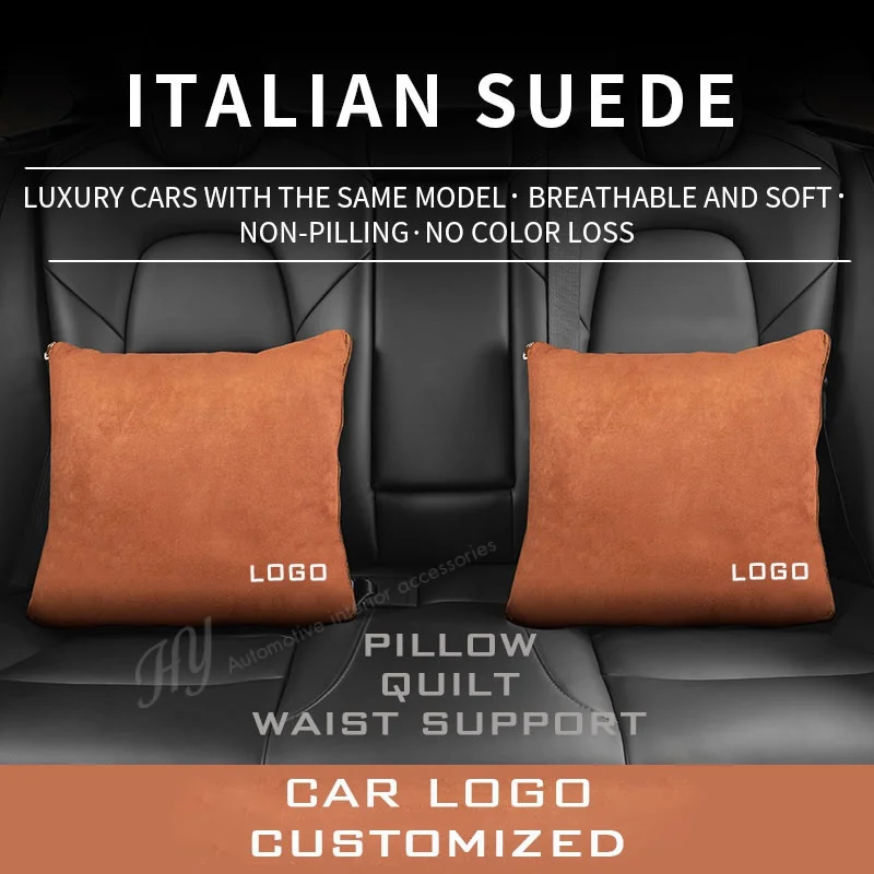 

For Hyundai Tucson Sonata Fe Creta ix25 ix35 ix45 i10 i20 i30 i40 Car multifunctional suede pillow quilt, waist support sleeping