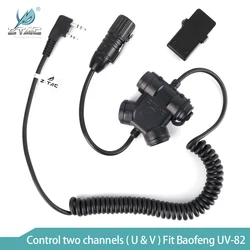 Z-TAC táctico Dual PTT Softai, accesorios, auriculares militares Airsoft para walkie-talkies UV 82, botón Baofeng UV-82 PTT