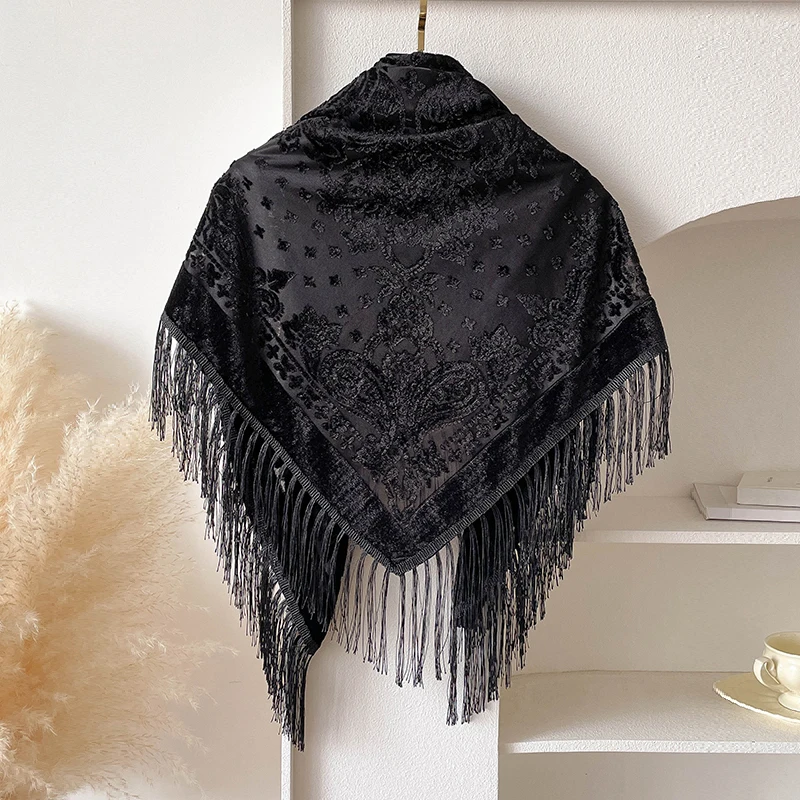 2025 New Versatile Women's Ethnic Element Print Bufanda Gradient Flower Silk Feel Scarf  Shawl and Wrapped Women's Scarf