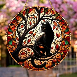 Moonlight Black Cat Pattern Window Hanging Ornament - 15x15cm (ZX - 65)