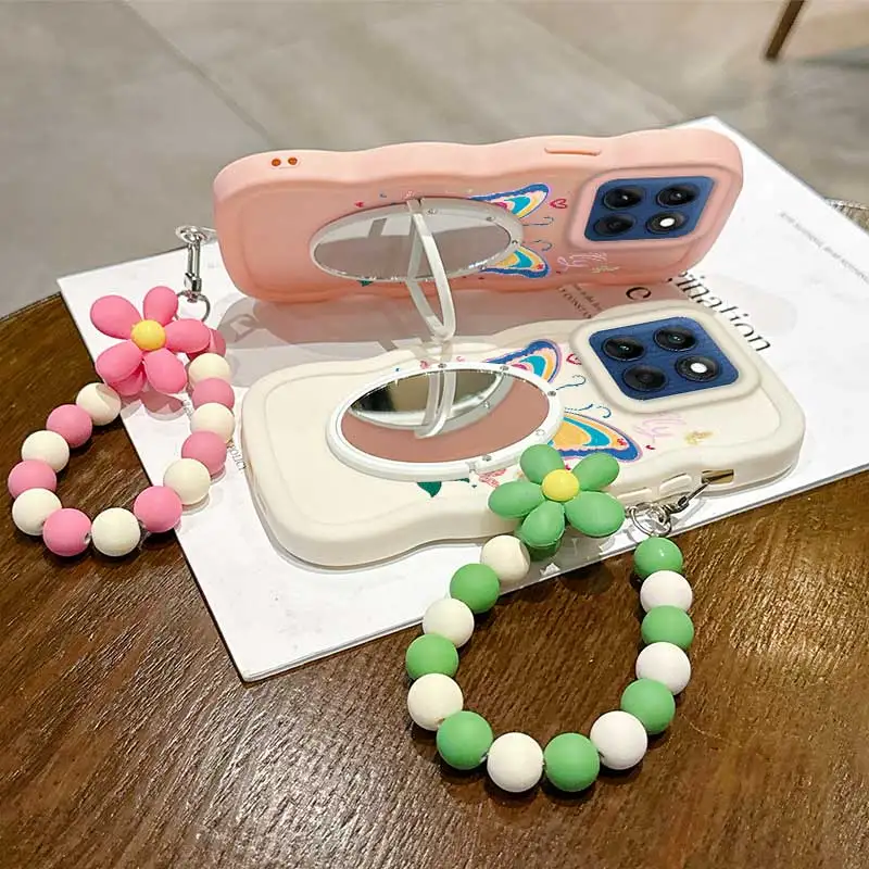 Cartoon Butterfly Phone Case Set with Lanyard and Stand - 3 Piece Set