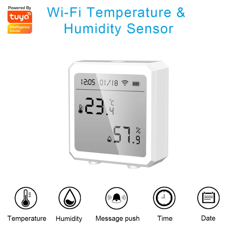 

2/1PCS Tuya WiFi Smart Temperature and Humidity Sensor Smart Liife App Remote Monitoring Smart Home Work With Alexa Google Home