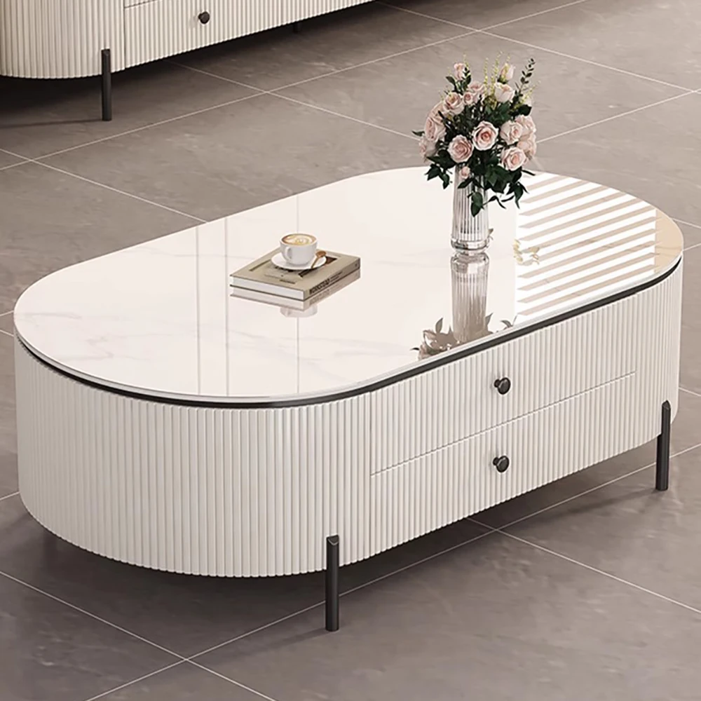 Modern Decorative Coffee Tables Luxury Decor Metal Minimalist Coffee Tables Unique Oval Stolik Kawowy Living Room Furniture 3