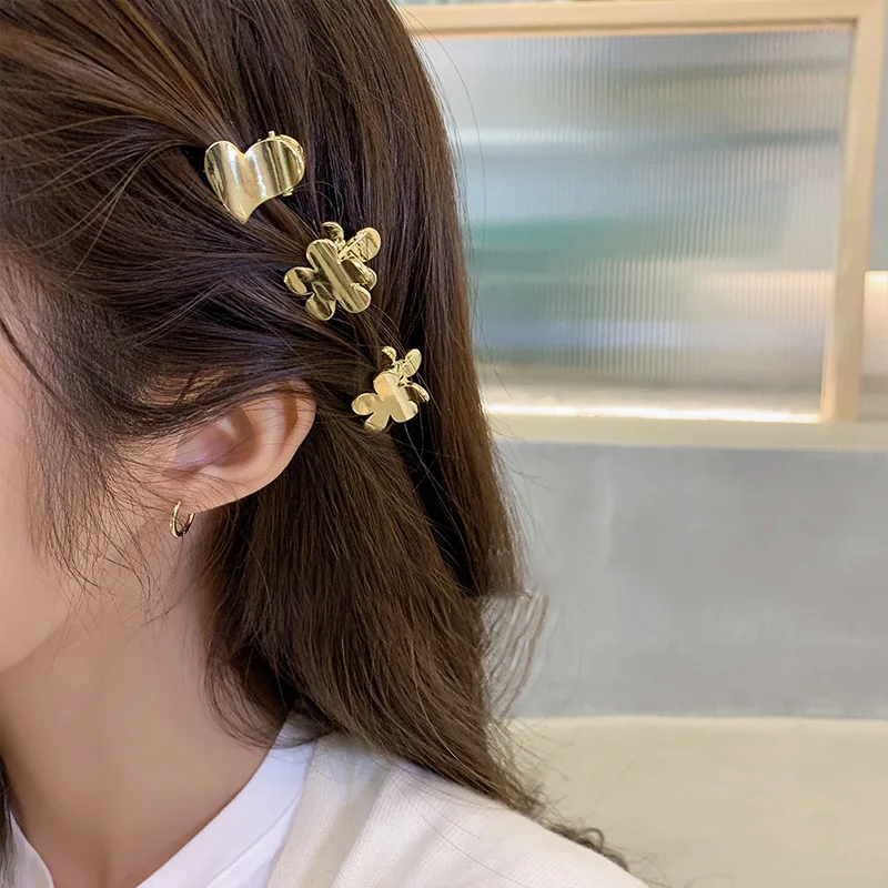 

2Pcs/Set Mini Cute Hair Crab for Women Metal Heart Flower Hair Claws Clamp Sweet Girls Hairpins Barrettes Hair Accessories