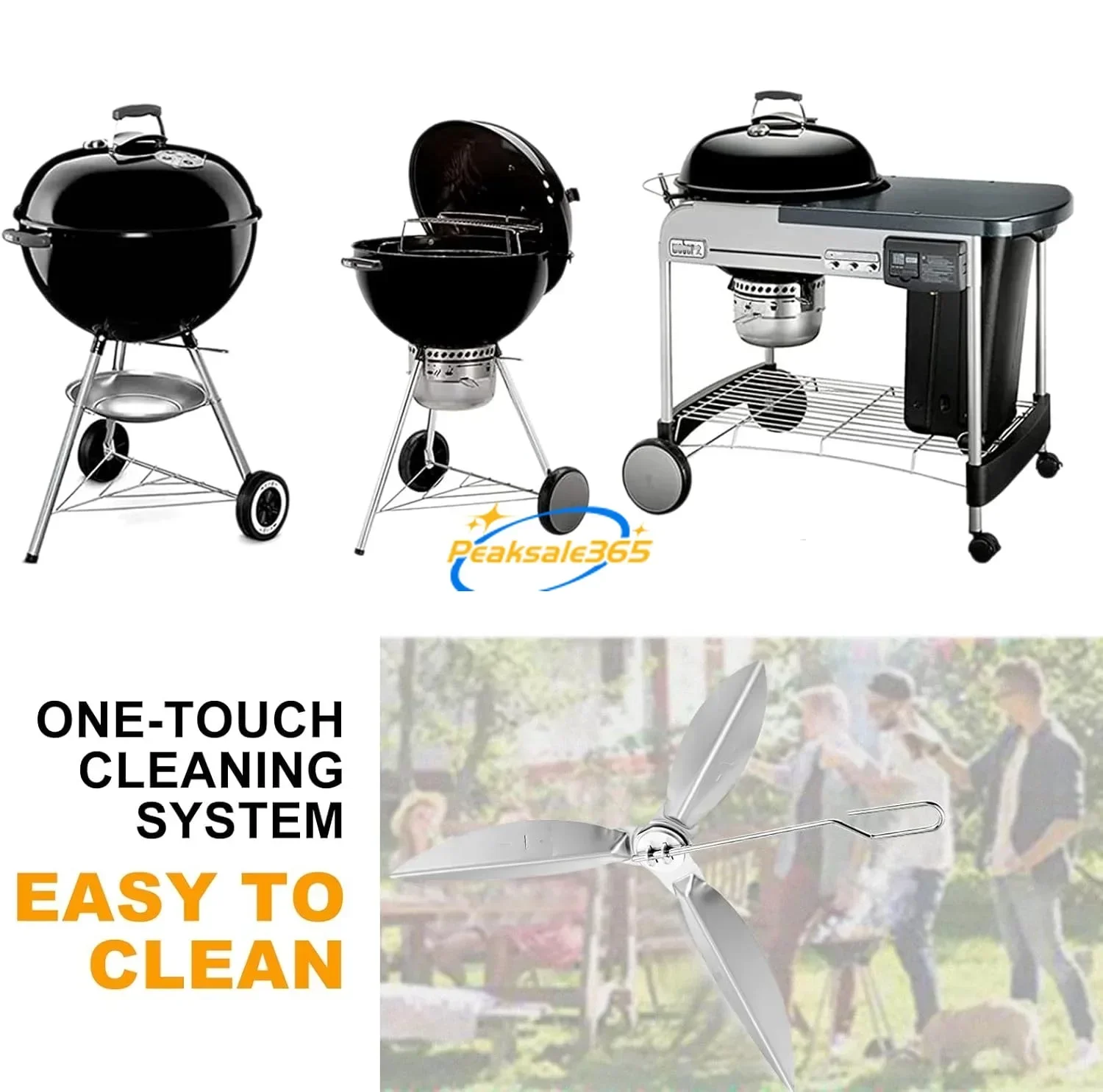 Weber Carbonella BOWAEPO Set Di 2 Sistemi Di Pulizia One Touch 18-1/2 Pollici Bbq Weber - Foto 11