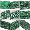 Veemake Natural Emerald Faceted Round Rondelle Edge Cube Coin Disc Beads For Jewelry Making DIY Necklace Bracelets Earrings 1