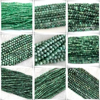 Veemake Natural Emerald Faceted Round Rondelle Edge Cube Coin Disc Beads For Jewelry Making DIY Necklace Bracelets Earrings 1