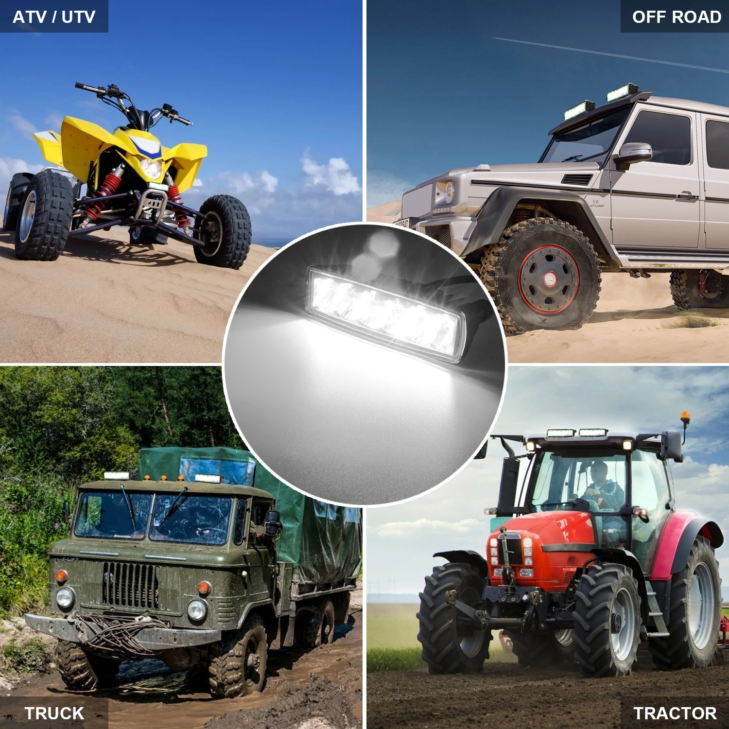 Auto LED Work Light Spotlights White 60w Led Light  Square Offroad 4X4 for 12V 2