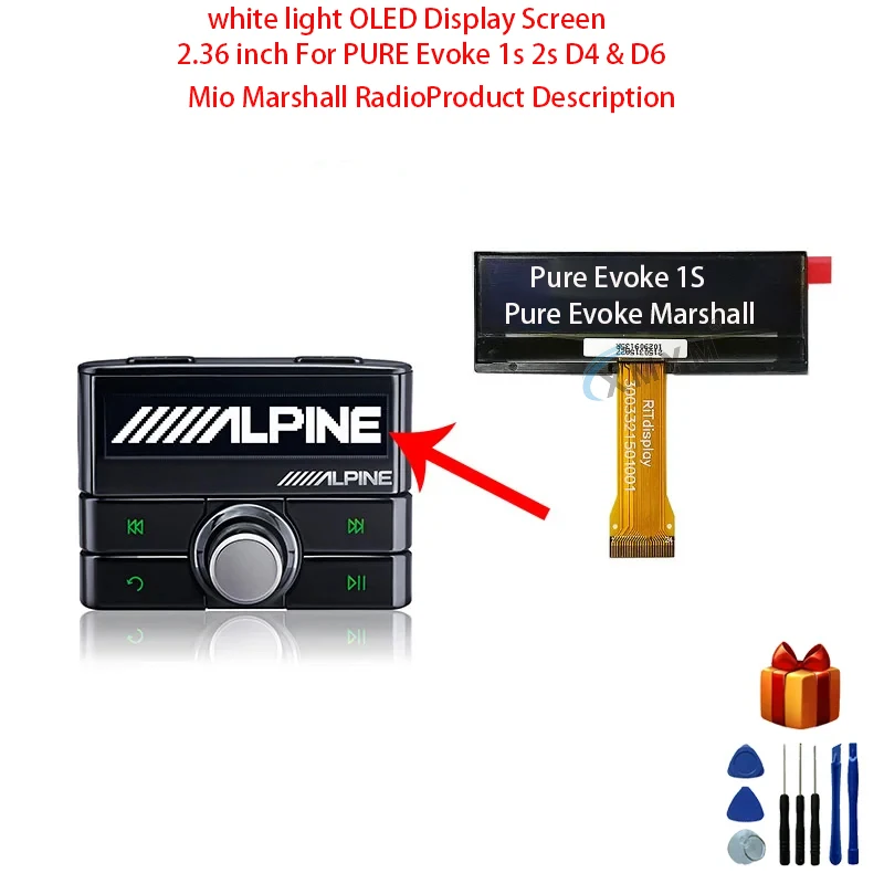Gelbes Licht/weißes Licht OLED-Display 2,36 Zoll für PURE Evoke 1s 2s D4 & D6 Mio Marshall Radio – Detail 4
