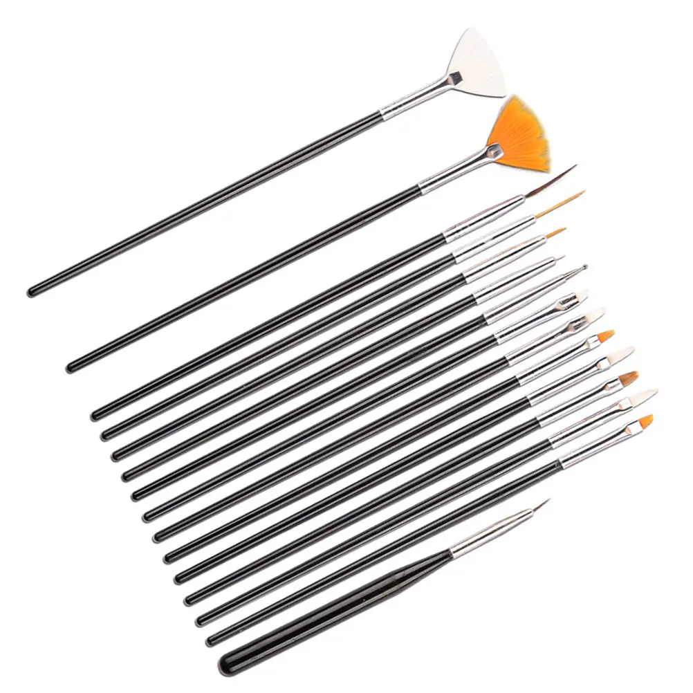 20종 세트 전문가용 내구성 경량 페인팅 도구 정밀 디테일 디자인 키트 매니큐어 브러쉬 네일 아트 펜 키트 드릴 네일