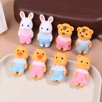 1Pairs Simulation Forest Animal Family Rabbit Cat Tiger Chick Figures Cartoon Ornament Doll Collectible Toys For Children Gifts 1