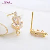 Earrings Pins Cubic Zirconia Stud 14K Gold Color Plated Brass with Zircon Jewelry Making Craft Earrings Findings DIY for women