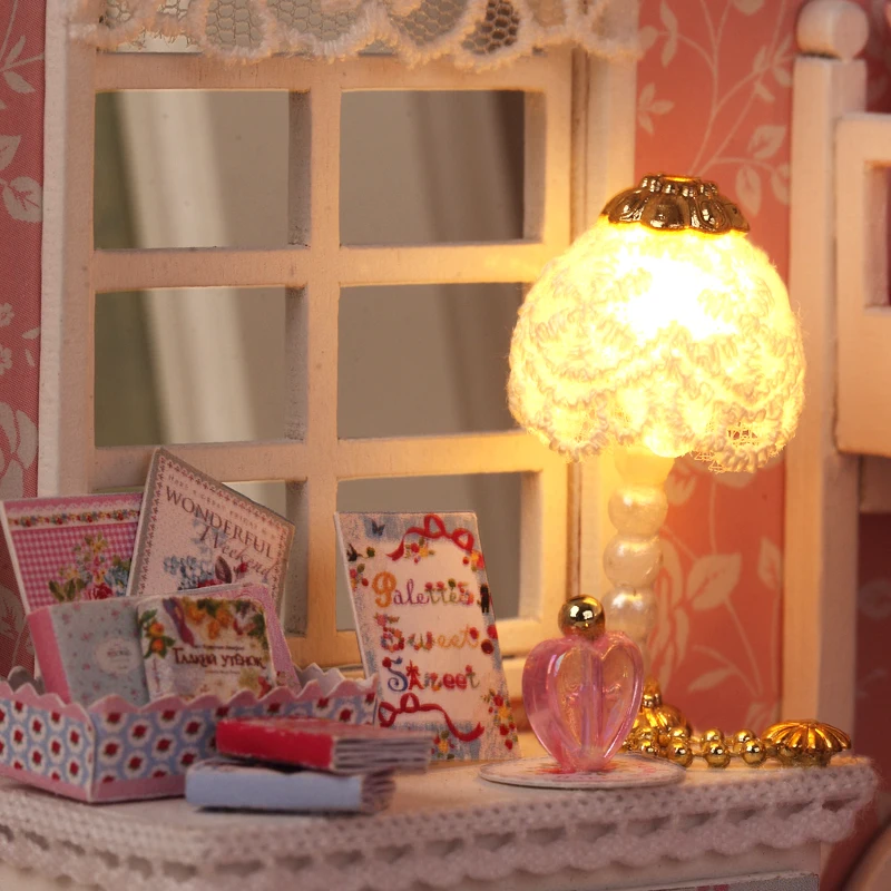 Cutebee DIY House Miniature Kit Wooden Miniature Doll Houses With Furniture LED Lights for Children Birthday Gift 5