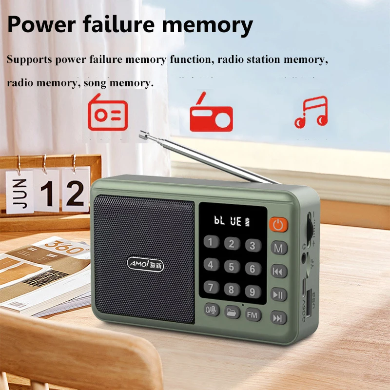 Mini Portable FM Radio LED Display Digital Radios Receiver Wireless Bluetooth Speaker USB TF Card Music Player Support Recording