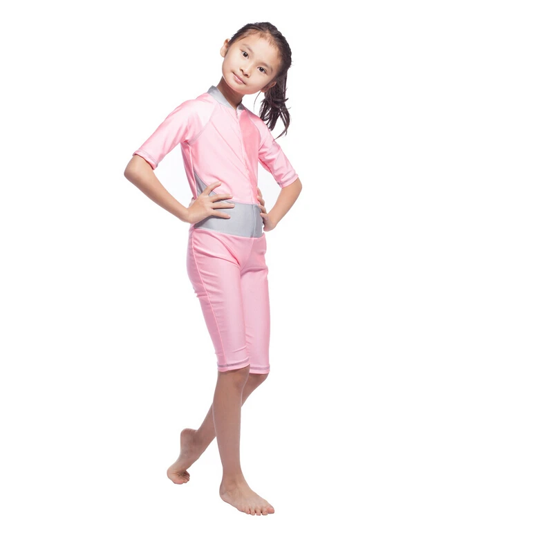 2-15Year Girls Bodysuits for Kids Swimming Diving Sports Suit Islamic Dubai ArabicTurkey One Piece Swimwear Elastic Skin Clothes
