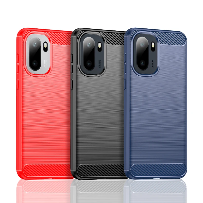 Durable Anti-Knock Soft TPU Silicone Carbon Fiber Full Back Cover