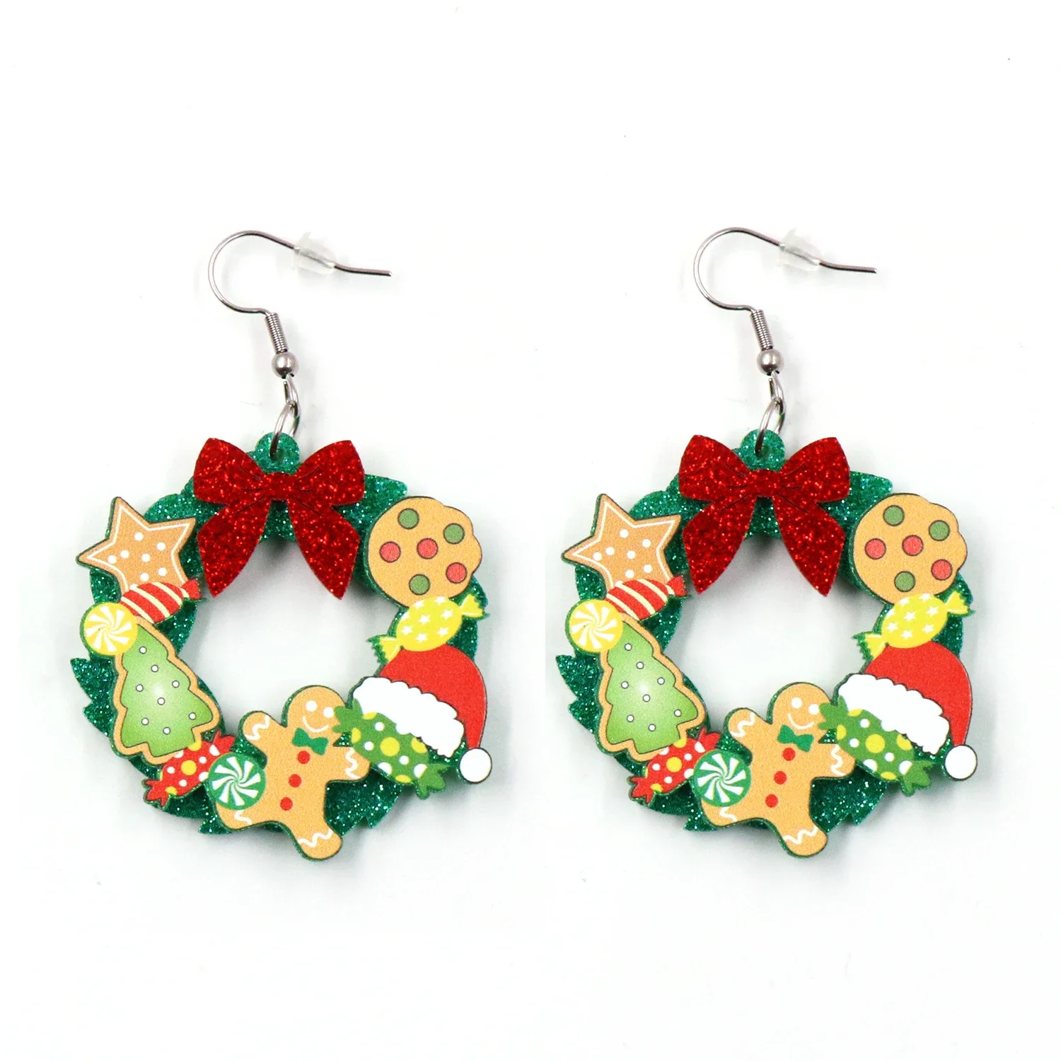 

MD141ER2142 1pair New product CN Drop wreath TRENDY christmas Acrylic earrings Jewelry for women