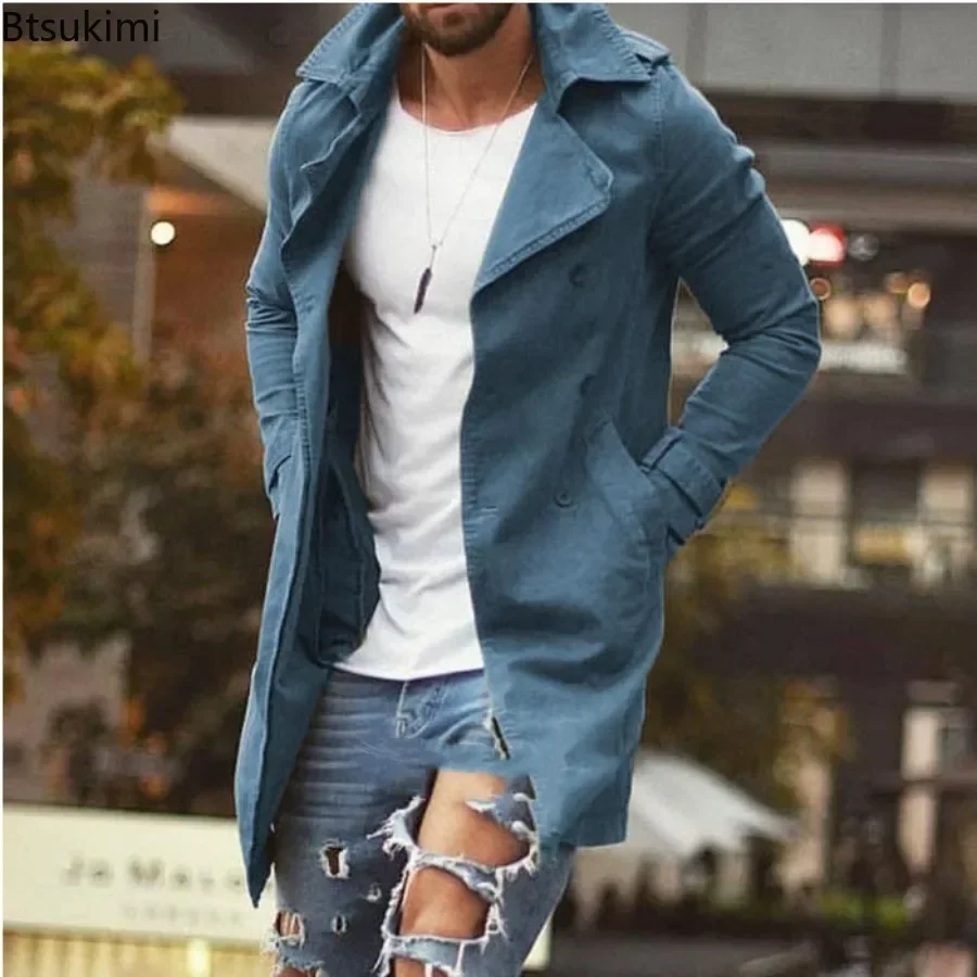 Men Trench Coat Autumn Winter Warm Overcoat Fashion Casual Long Sleeve Slim Button Jacket Coats trench coat,casual men jacket