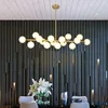 Nordic LED Glass Ball Chandelier Round Gold Black Home Decor Hanging Lamp Restaurant Kitchen Living Room Ball Lighting Fixtures 2