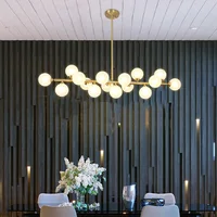 Nordic LED Glass Ball Chandelier Round Gold Black Home Decor Hanging Lamp Restaurant Kitchen Living Room Ball Lighting Fixtures 2