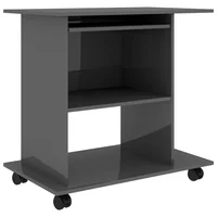 Computer Desk ,High Gloss Gray 31.5"x19.7"x29.5" Engineered Wood,Computer Desks 2