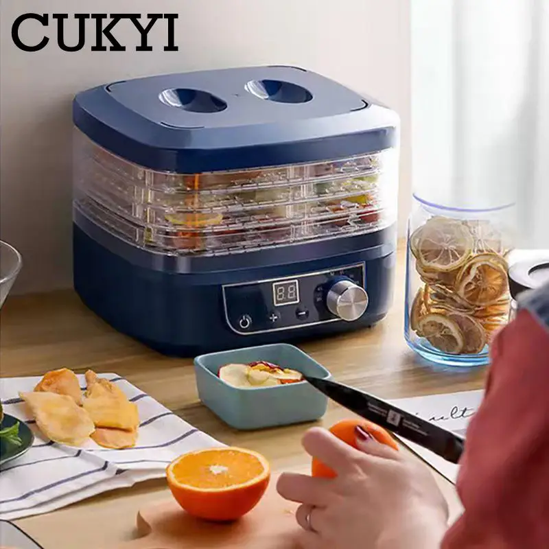 CUKYI Dried Fruit Vegetables Herb Meat Machine Household MINI Food Dehydrator Pet Meat Dehydrated 5 Trays Snacks Air Dryer EU 5