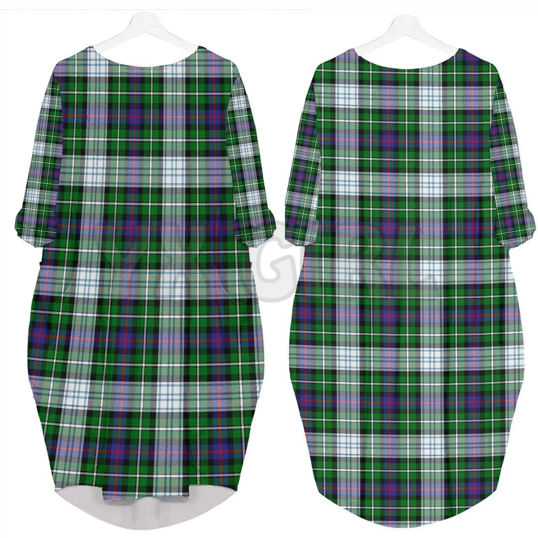 

MacKenzie Dress Modern Tartan Batwing Pocket Dress 3D Printed Batwing Pocket Dress Women's Pullover Oversized Female Dresses