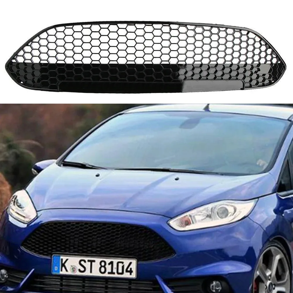 

Front Bumper Upper Grill Honeycomb Billet Grille Fit For Ford Fiesta SE 2013 2014 2015 2016 Hatchback Sedan Faceflit