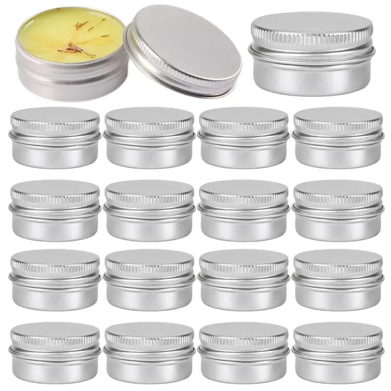 20pcs 5/10/15/20/30/40/50/60/80/100g Empty Aluminum Jars Cosmetic Containers Round Tin Jar With Screw Lid For Candle Making Storage Jar Storage Can Herb Storage Container Medicine Storage Container Honey Storage Container