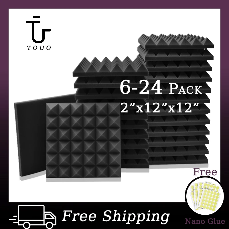 TOUO Studio Acoustic Foam Panel 6/12/24 Pcs Soundproof Foam Board For