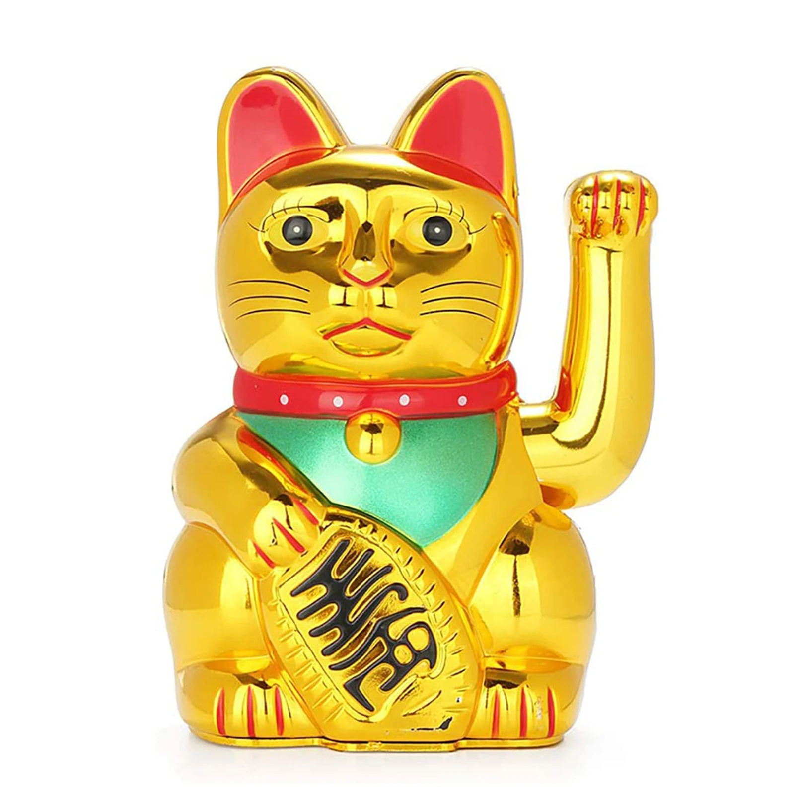 

Japanese Gold Lucky Cat Statue Waving Hand Paw-up Bring Fortune Ornament for Living Room Table Decoration