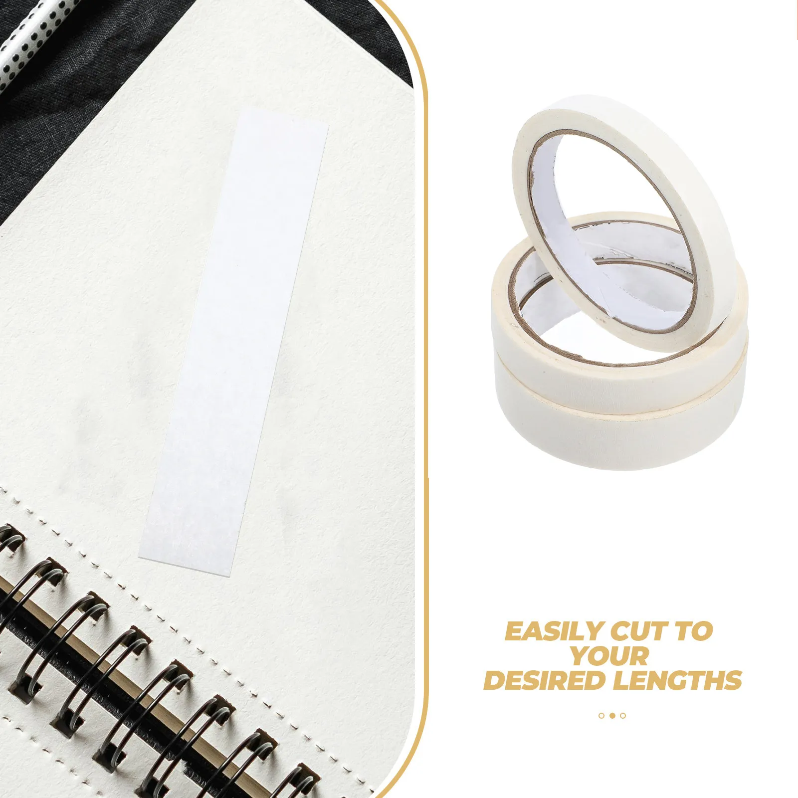 3Pcs 화이트 마스킹 테이프 저널링 스크랩북킹 수채화 종이 테두리 제도 그림 그리기 잔여물 없음 공예