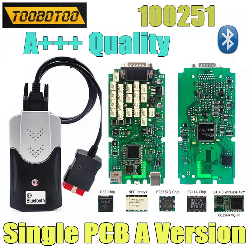 

Best PCB Single Board Real 9241A Chip 2021.11 TCS Multidiag PRO+ Bluetooth 4.3 For Multi-brand Car Truck Diagnostic Tool