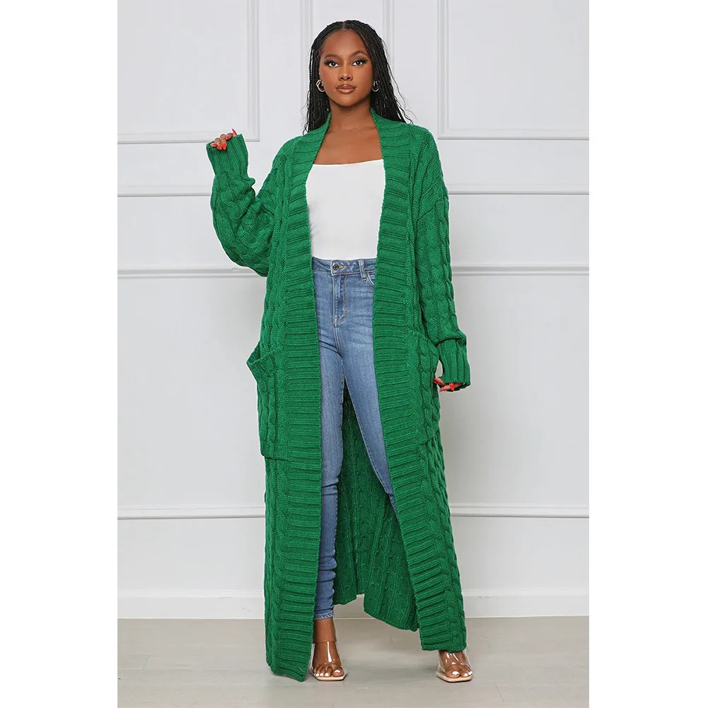 Long green sweater coat Clearance