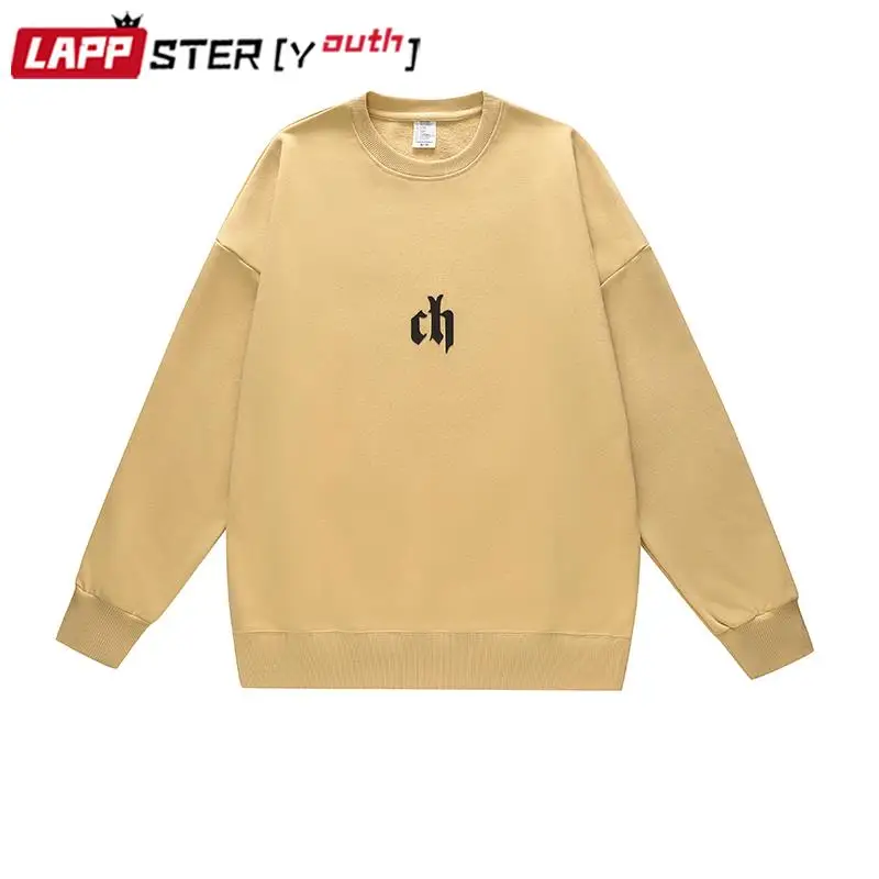 

Толстовка LAPPSTER мужская оверсайз, хлопковая уличная одежда в стиле Харадзюку, Модный свитшот в японском и корейском стиле, хаки, 2023