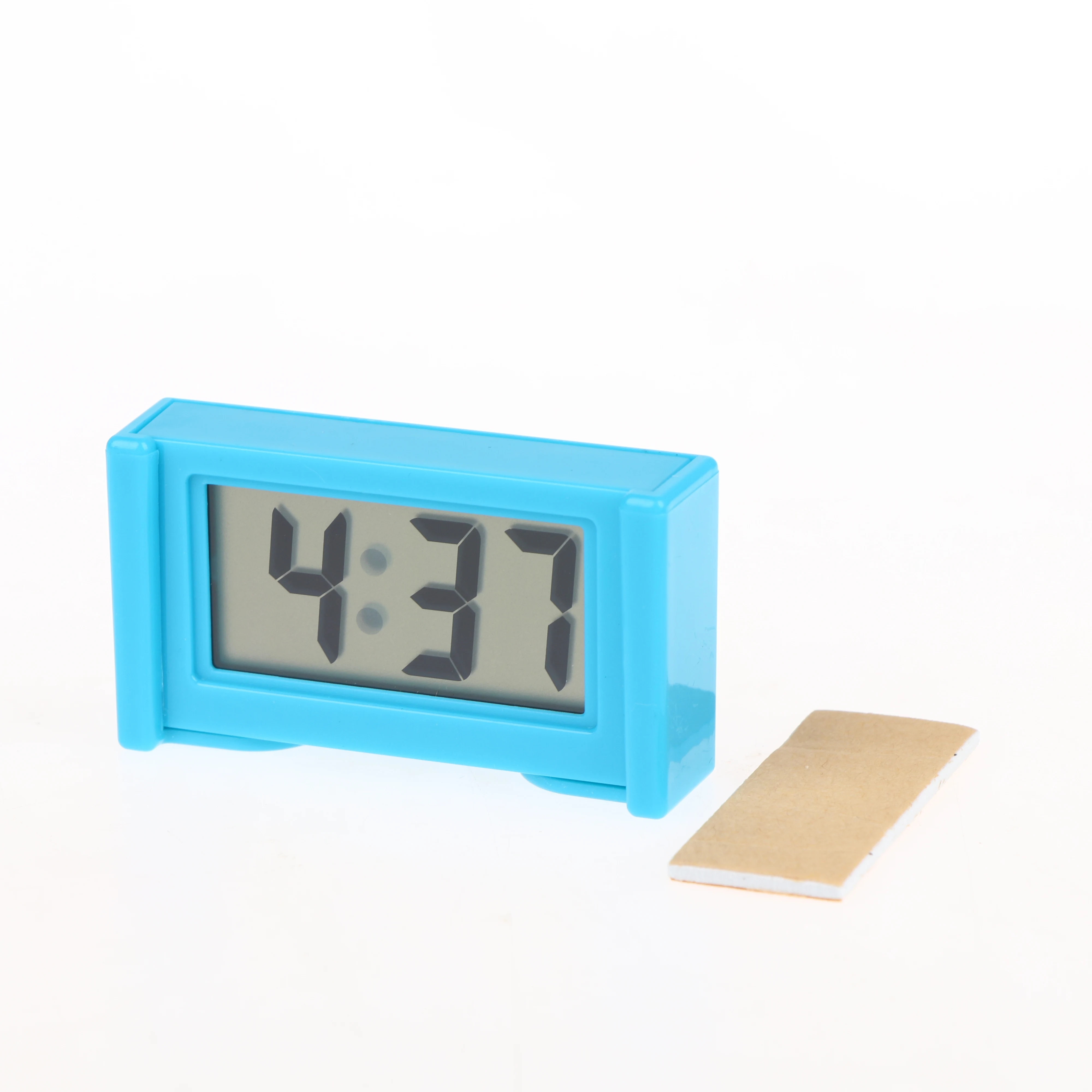 Compact Digital Dashboard Clock with Large Display and Self-Adhesive Design