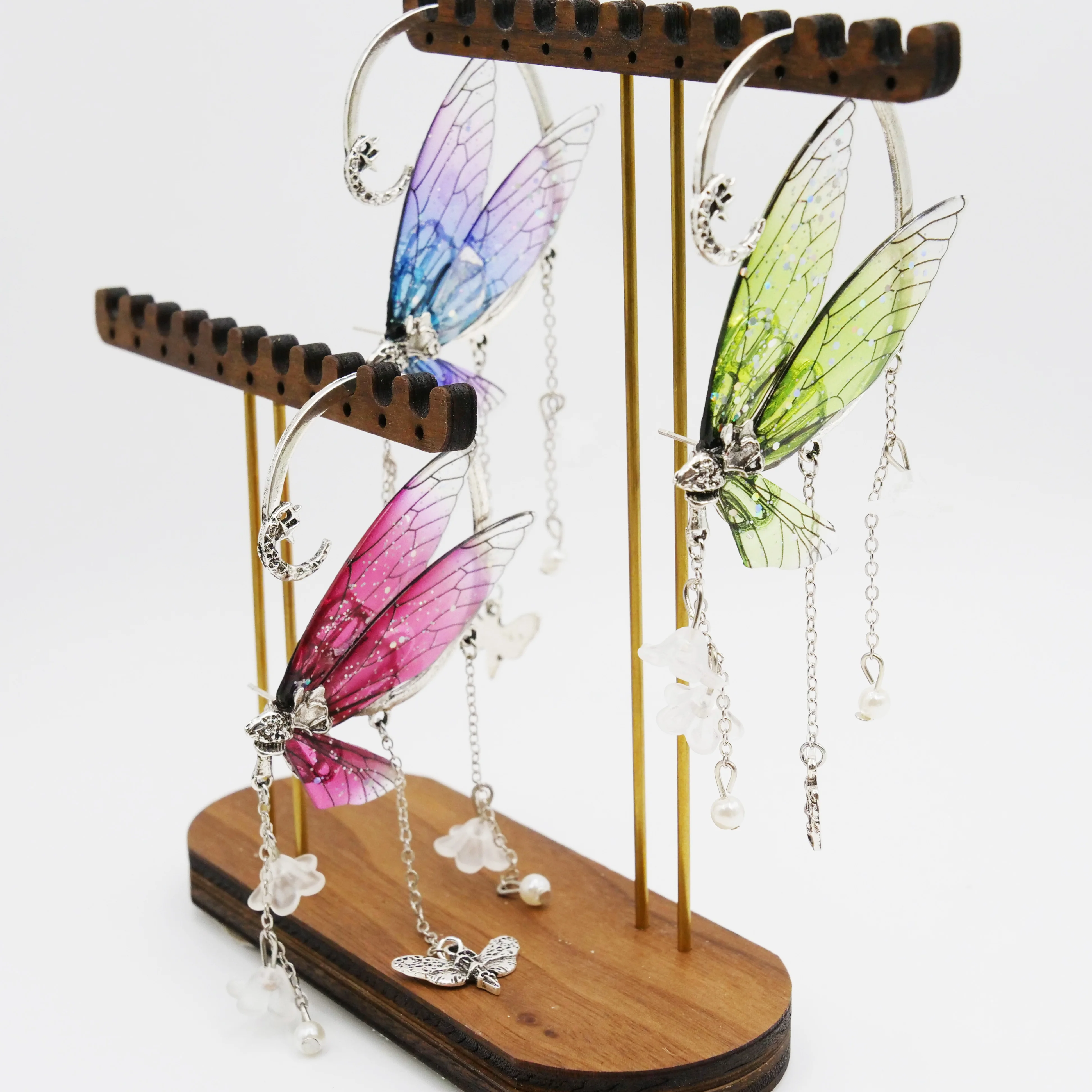 European Mori fairy ear tassel ear hanging earring Butterfly profile stud earrings ornaments wings clip