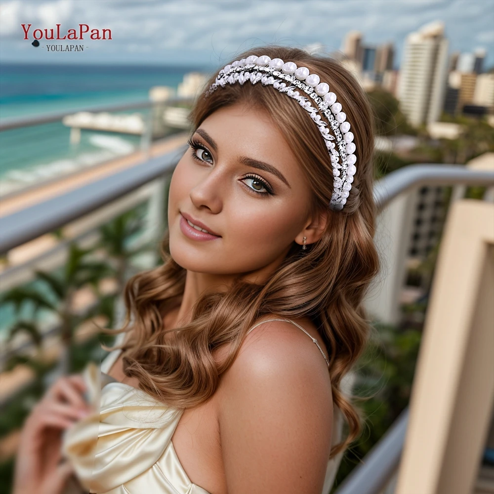 Handmade Pearls Hair Hoop Bridal Hair Accessories Rhinestone Bride Headdresses Tiara For Wedding Events HP660 bridal hair accessories hair accessories