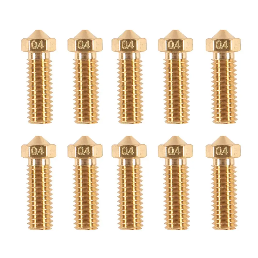 10pcs/lot 3D Printer Brass Volcano Nozzle M6 Extruder Nozzle 0.4mm For 1.75/3mm Filament Suitable For 3D Printer Parts