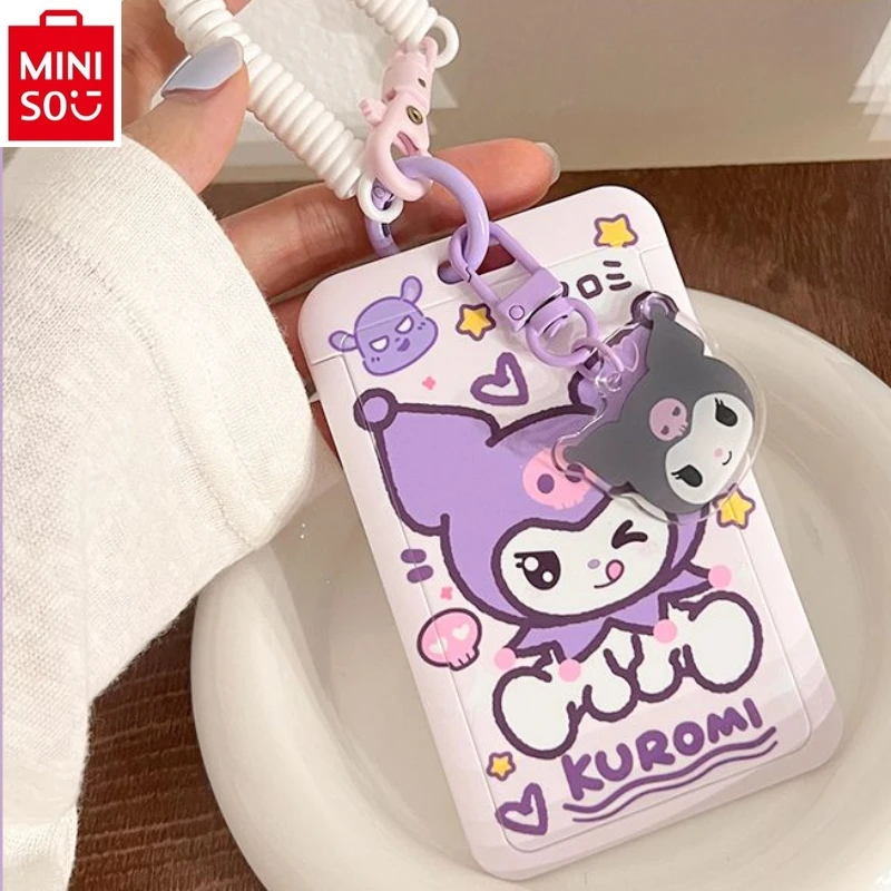 

MINISO Hello Kitty Kuromi Access Control Subway Card Set Embossed Work ID PC Hard Case with Hanging Rope, Spring Rope Card Pack