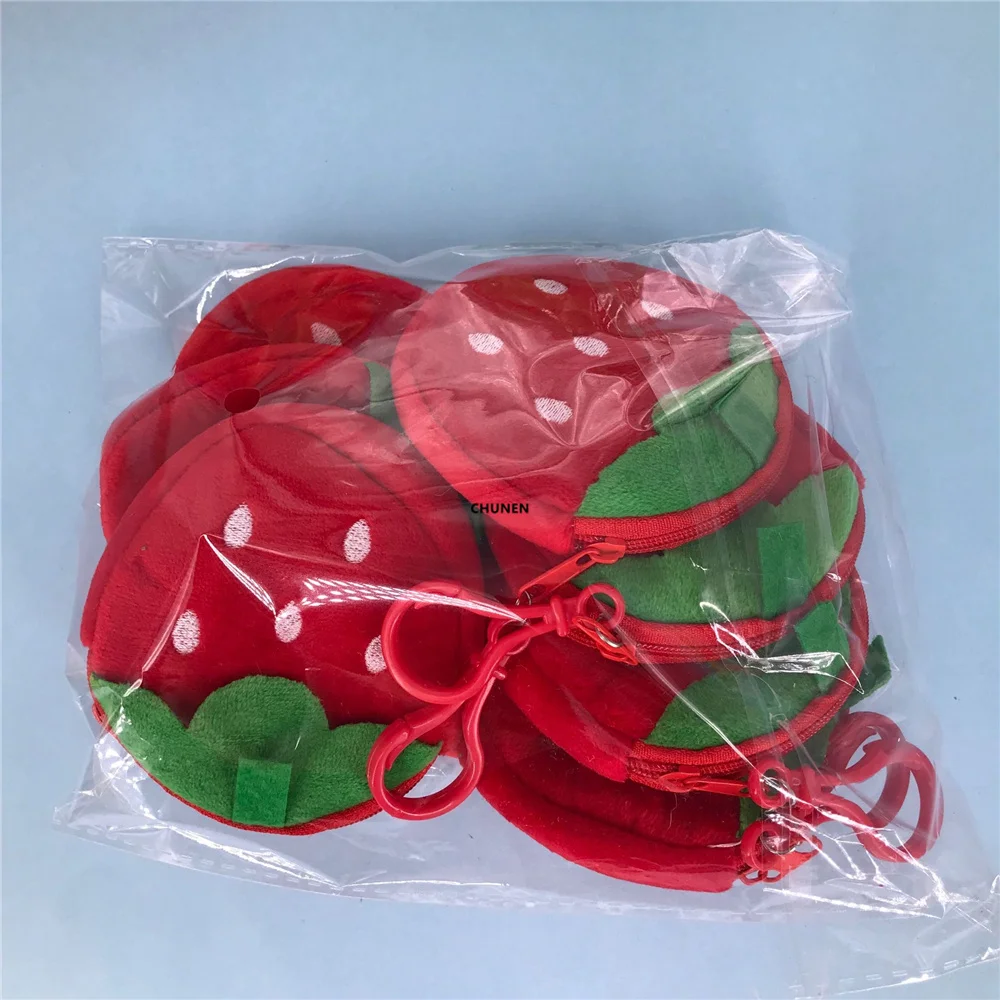 50개 믹스 디자인 과일 플러시 동전 지갑 - 8CM 플러시 장난감 동전 가방 파우치