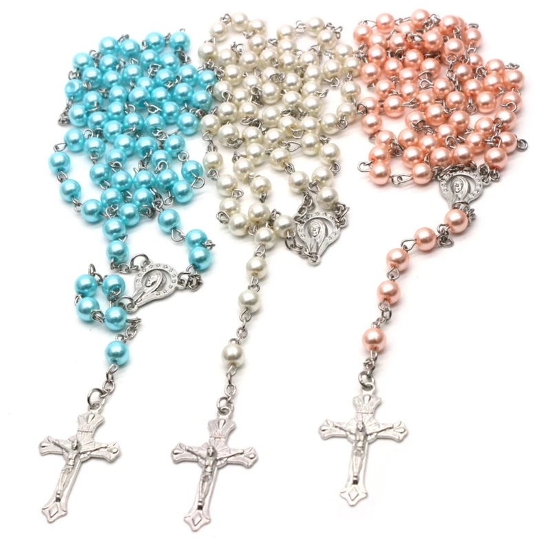 

Cross-Necklace Catholic Chain Rosary Necklace Medal-and Crucifix Pendant Chain Jewelry Holy Land Religious Gifts Unisex