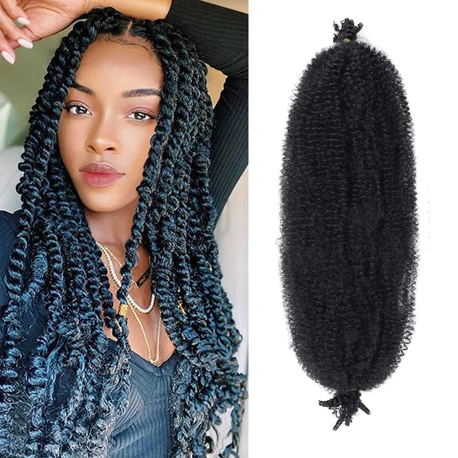 Short Afro Kinky Twist Braids Crochet Hair 16 24Inch Marley Braids Synthetic Hair Extensions For African Women Hair