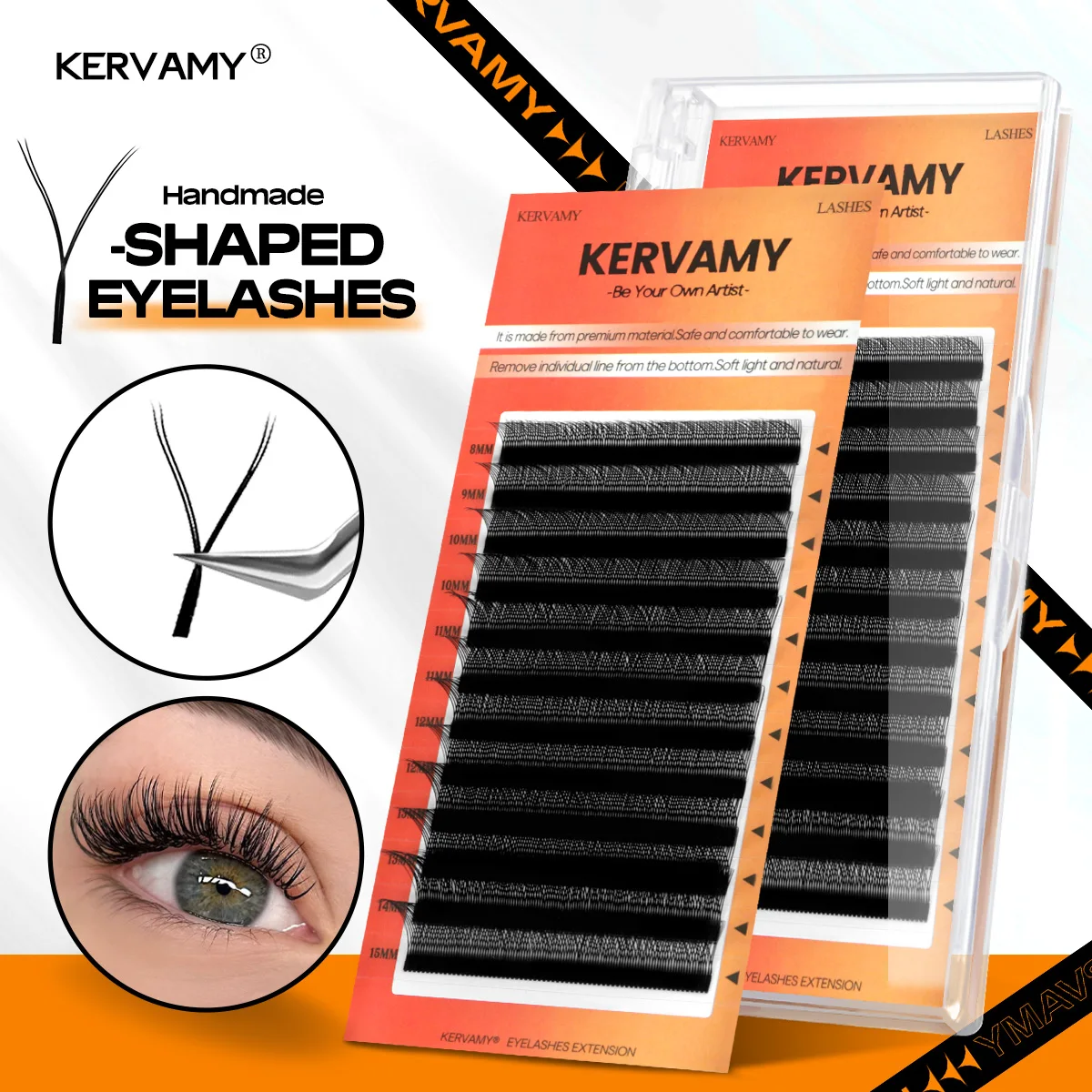 KERVAMY YY Shape Eyelash Extensions C D DD Curl Lashes Natural Soft Premade Volume Fans Two Tips Y-Shaped False Eyelashes Eyelash Extensions Fake Eyelashes Eyelash Extension Eyelash Extension Lashes False Eyelashes