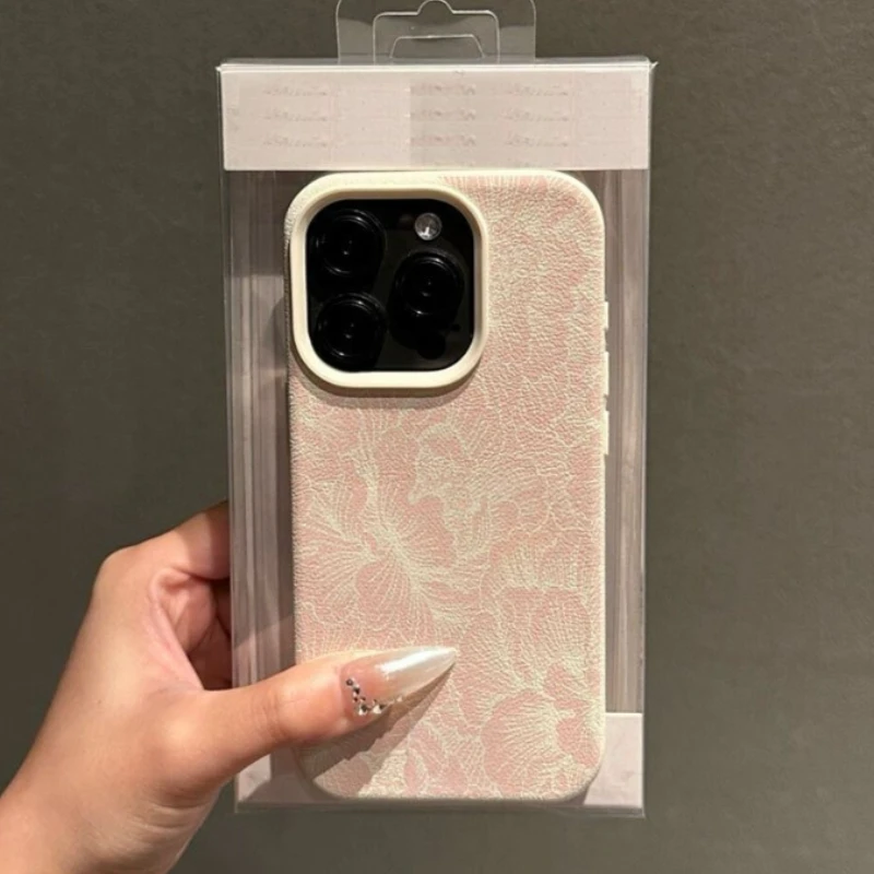 Elegant Pink & White Floral Pattern Shockproof Phone Case - Soft Cover