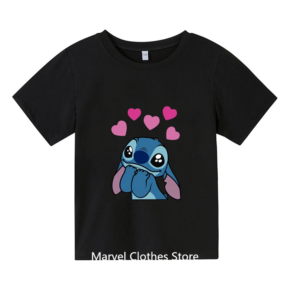 thumbnail image 1 of Lilo Stitch Anime Verano Múltiples Moda Camisetas Para Niños Cuello Redondo Casual Manga Corta Estampado Patrón, 1 of 5