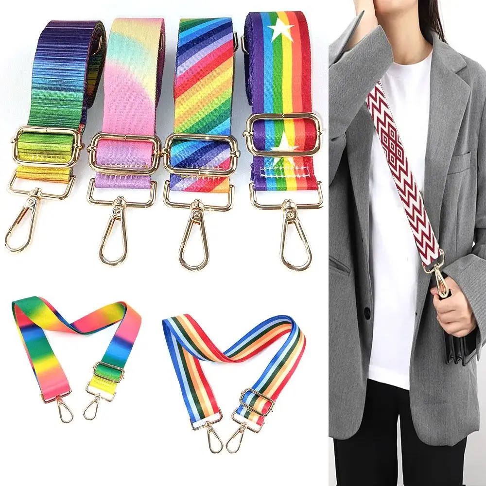 New Rainbow Color Bag Strap for Crossbody Adjustable Bag Belt For Bag Accessories Handbag Belt Wide Nylon Shoulder Bag Straps