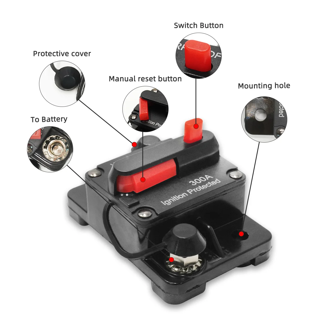 Circuit Breaker Power Protect Fuse 30-300 A Amp Manual Reset for Car Auto Boat Stereo Audio circuit breaker car fuses kit