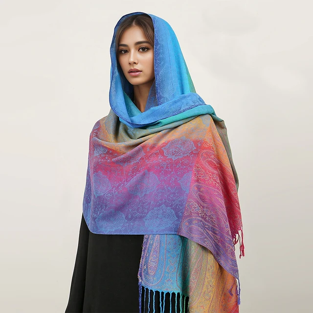 Pashmina Scarves Ladies Rainbow Scarf Ladies Long Bright Rainbow