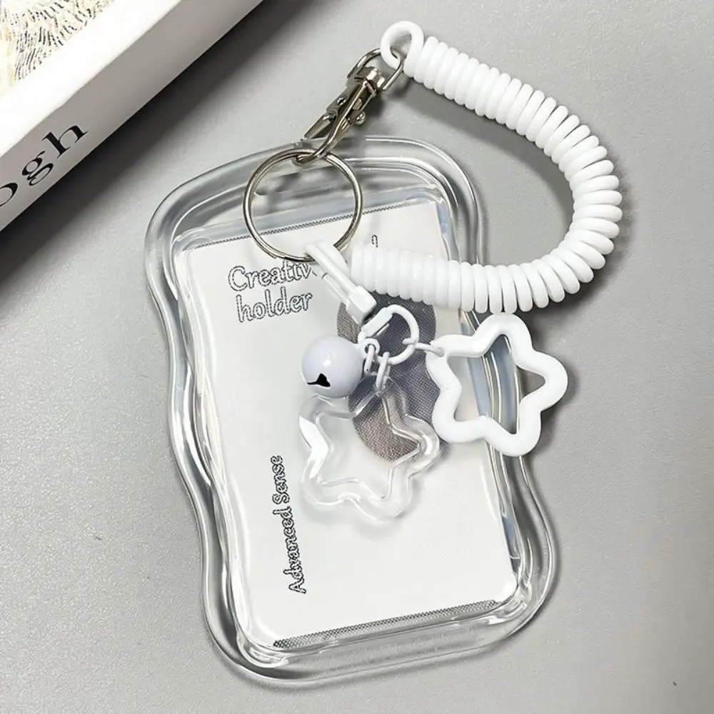 Weiche Silikon Kpop Fotokartenhalter mit Stern Schlüsselanhänger Schiebeabdeckung ID-Karten Schutzhülle Federseil – Detail 3